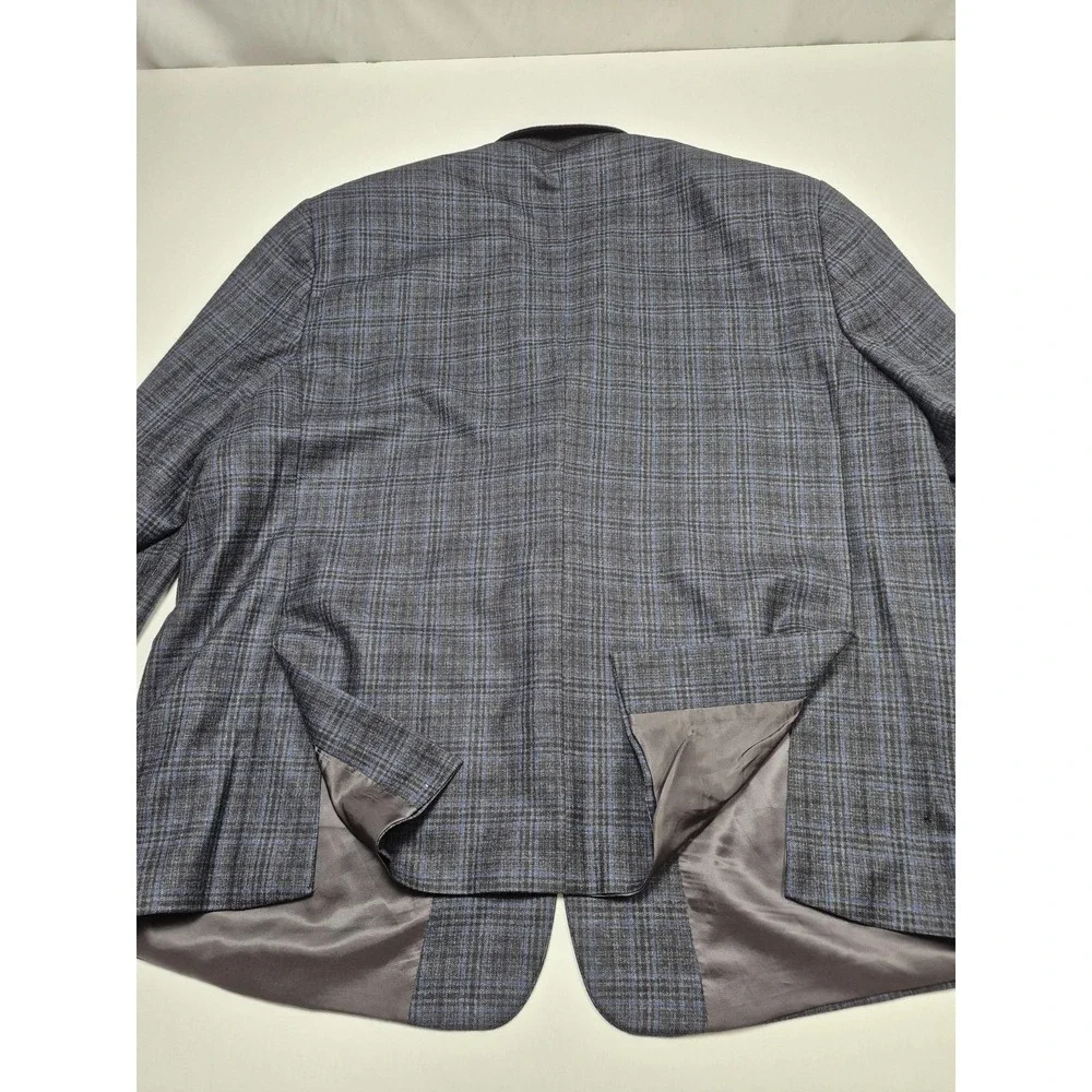 Oak Hill Premium Blazer Mens 3XLT Big Tall Gray Wool Plaid Sport Coat FLAW - Picture 6 of 13